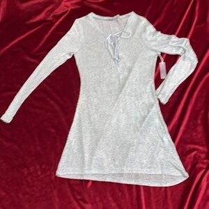 Forever 21 Swim Silver Shiny Metallic Mesh CoverUp Mini Dress Size Large